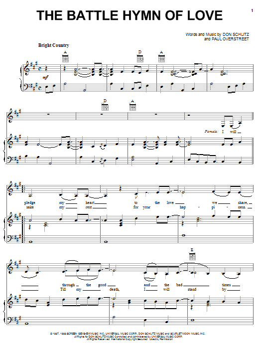 Learn to play Kathy Mattea The Battle Hymn Of Love sheet music for Piano, Vocal & Guitar (Right-Hand Melody) in minutes. Kathy Mattea The Battle Hymn Of Love sheet music notes and chords