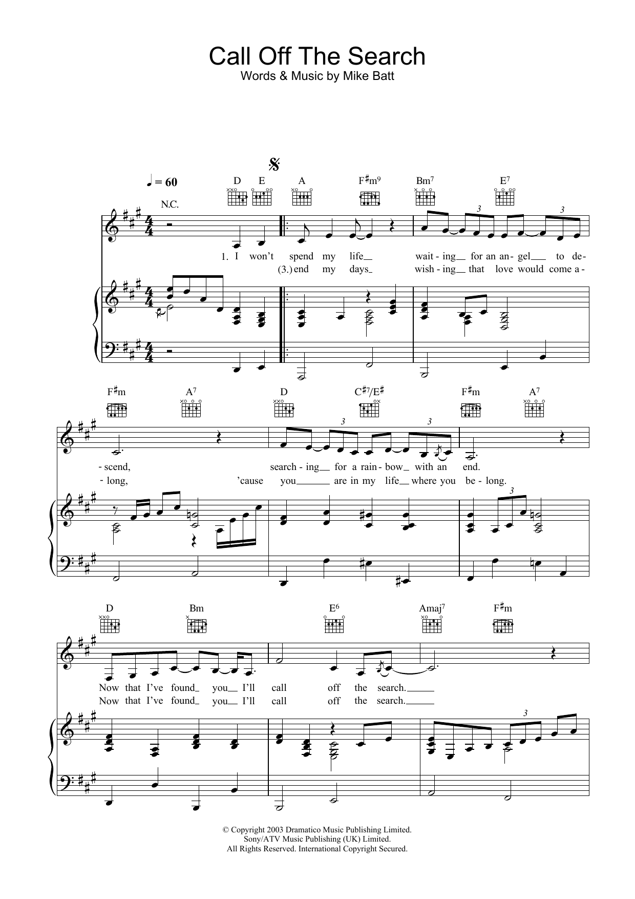 Learn to play Katie Melua Call Off The Search sheet music for Piano in minutes. Katie Melua Call Off The Search sheet music preview music notes and score for Piano including 3 page(s)
