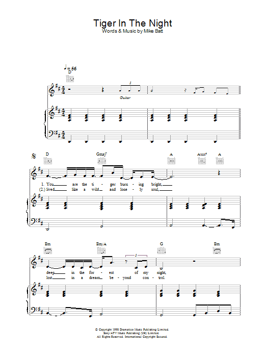 Learn to play Katie Melua Tiger In The Night sheet music for Piano in minutes. Katie Melua Tiger In The Night sheet music preview music notes and score for Piano including 3 page(s)