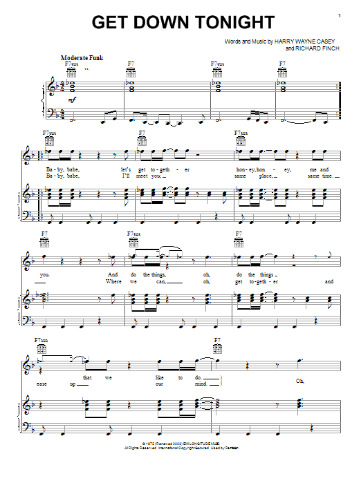 Learn to play KC and The Sunshine Band Get Down Tonight sheet music for Guitar Tab in minutes. KC and The Sunshine Band Get Down Tonight sheet music preview music notes and score for Guitar Tab including 10 page(s)