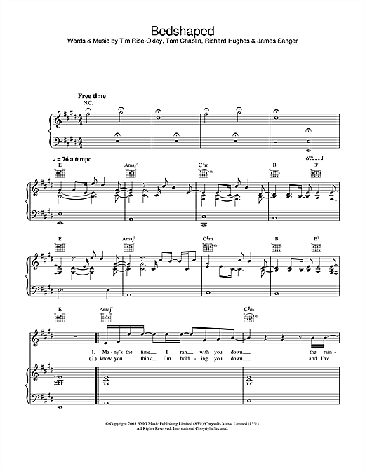 Learn to play Keane Bedshaped sheet music for Easy Piano in minutes. Keane Bedshaped sheet music notes and chords