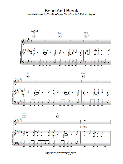 Learn to play Keane Bend And Break sheet music for Piano, Vocal & Guitar in minutes. Keane Bend And Break sheet music preview music notes and score for Piano, Vocal & Guitar including 6 page(s)