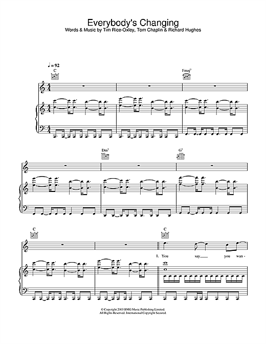 Learn to play Keane Everybody's Changing sheet music for Easy Piano in minutes. Keane Everybody's Changing sheet music notes and chords