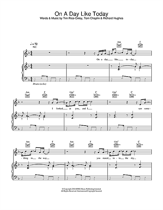 Learn to play Keane On A Day Like Today sheet music for Easy Piano in minutes. Keane On A Day Like Today sheet music notes and chords