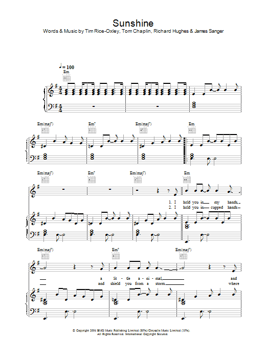 Learn to play Keane Sunshine sheet music for Piano, Vocal & Guitar in minutes. Keane Sunshine sheet music preview music notes and score for Piano, Vocal & Guitar including 4 page(s)