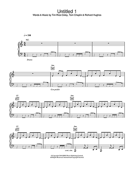 Learn to play Keane Untitled 1 sheet music for Easy Piano in minutes. Keane Untitled 1 sheet music notes and chords