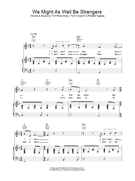 Learn to play Keane We Might As Well Be Strangers sheet music for Piano, Vocal & Guitar in minutes. Keane We Might As Well Be Strangers sheet music preview music notes and score for Piano, Vocal & Guitar including 4 page(s)