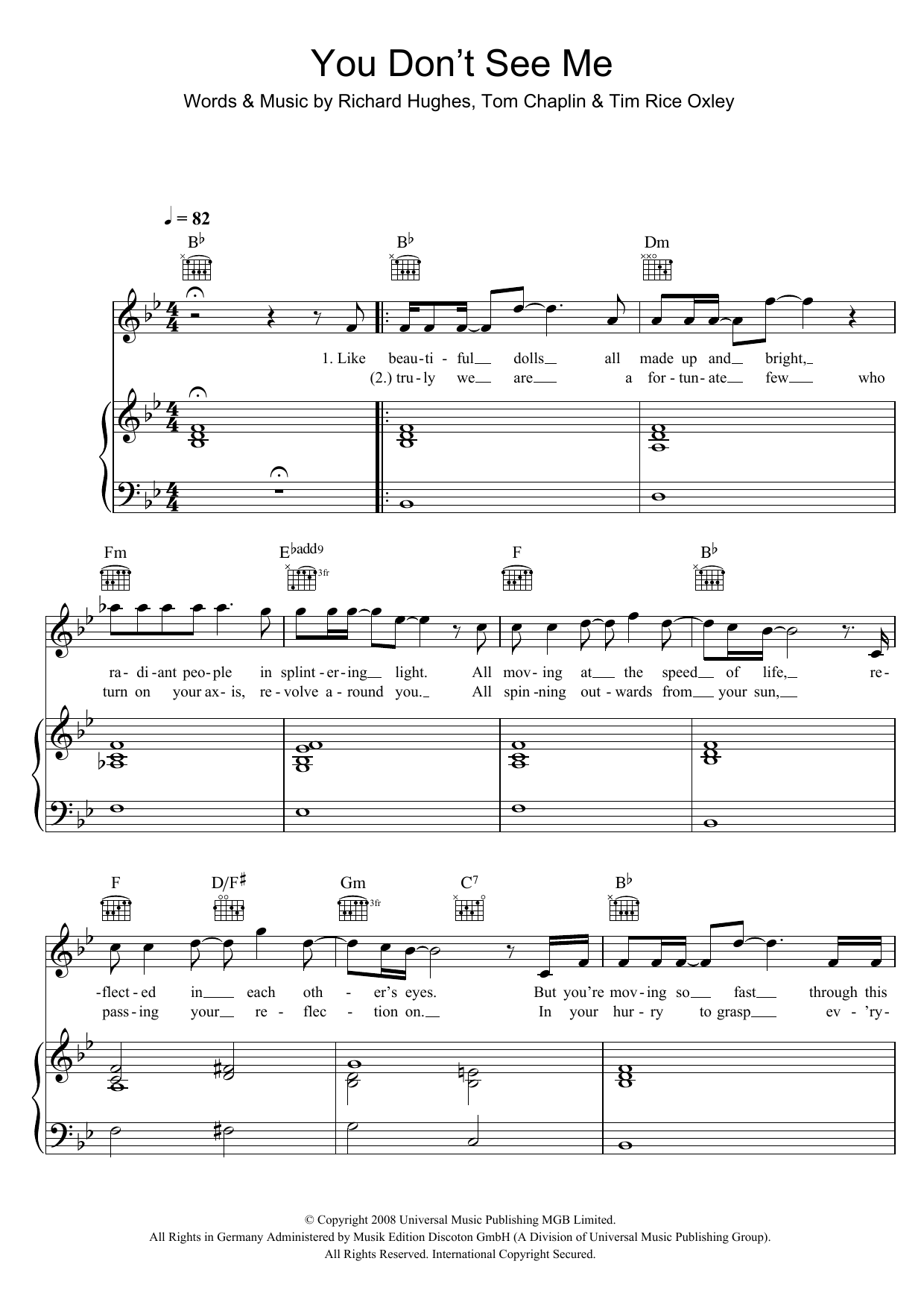 Keane You Don't See Me sheet music preview music notes and score for Piano, Vocal & Guitar (Right-Hand Melody) including 5 page(s)