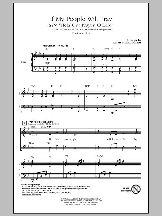 Keith Christopher If My People Will Pray (with Hear Our Prayer, O Lord) sheet music, chords, lyrics - Printable PDF for SAB
