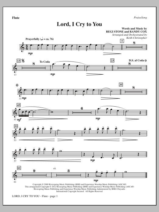 Keith Christopher Lord, I Cry To You - Flute sheet music, chords, lyrics - Printable PDF for Choir Instrumental Pak