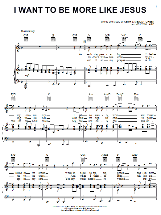 Keith Green I Want To Be More Like Jesus Sheet Music Download Pdf Score 23090