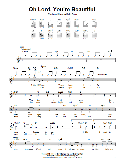 Learn to play Keith Green Oh Lord, You're Beautiful sheet music for Guitar with strumming patterns in minutes. Keith Green Oh Lord, You're Beautiful sheet music preview music notes and score for Guitar with strumming patterns including 2 page(s)