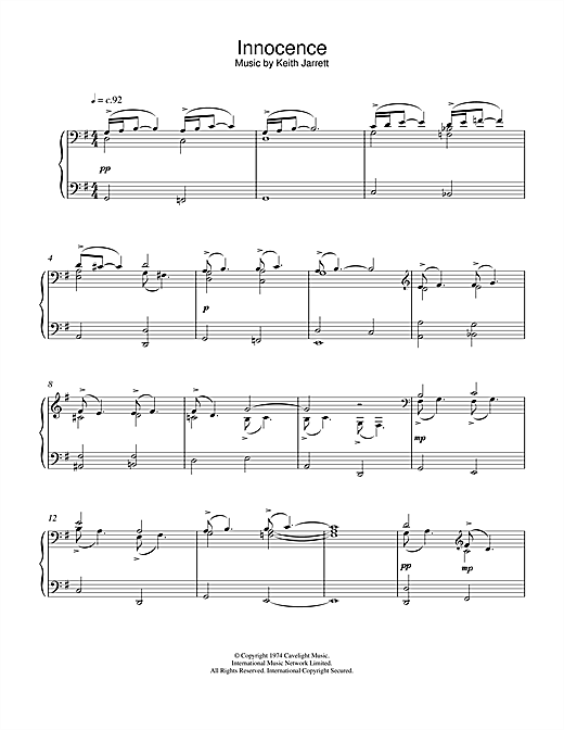 Learn to play Keith Jarrett Innocence sheet music for Piano in minutes. Keith Jarrett Innocence sheet music notes and chords