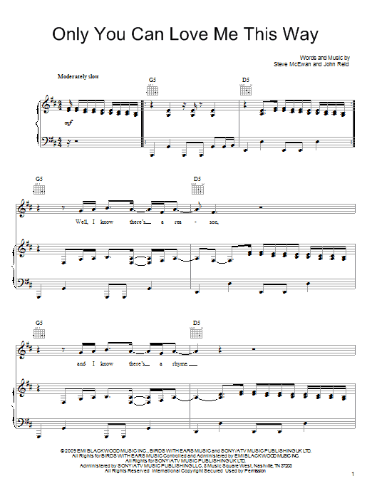 Keith Urban Only You Can Love Me This Way sheet music preview music notes and score for Piano, Vocal & Guitar (Right-Hand Melody) including 7 page(s)