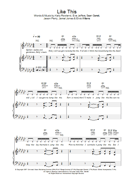 Learn to play Kelly Rowland Like This sheet music for Piano, Vocal & Guitar in minutes. Kelly Rowland Like This sheet music preview music notes and score for Piano, Vocal & Guitar including 8 page(s)