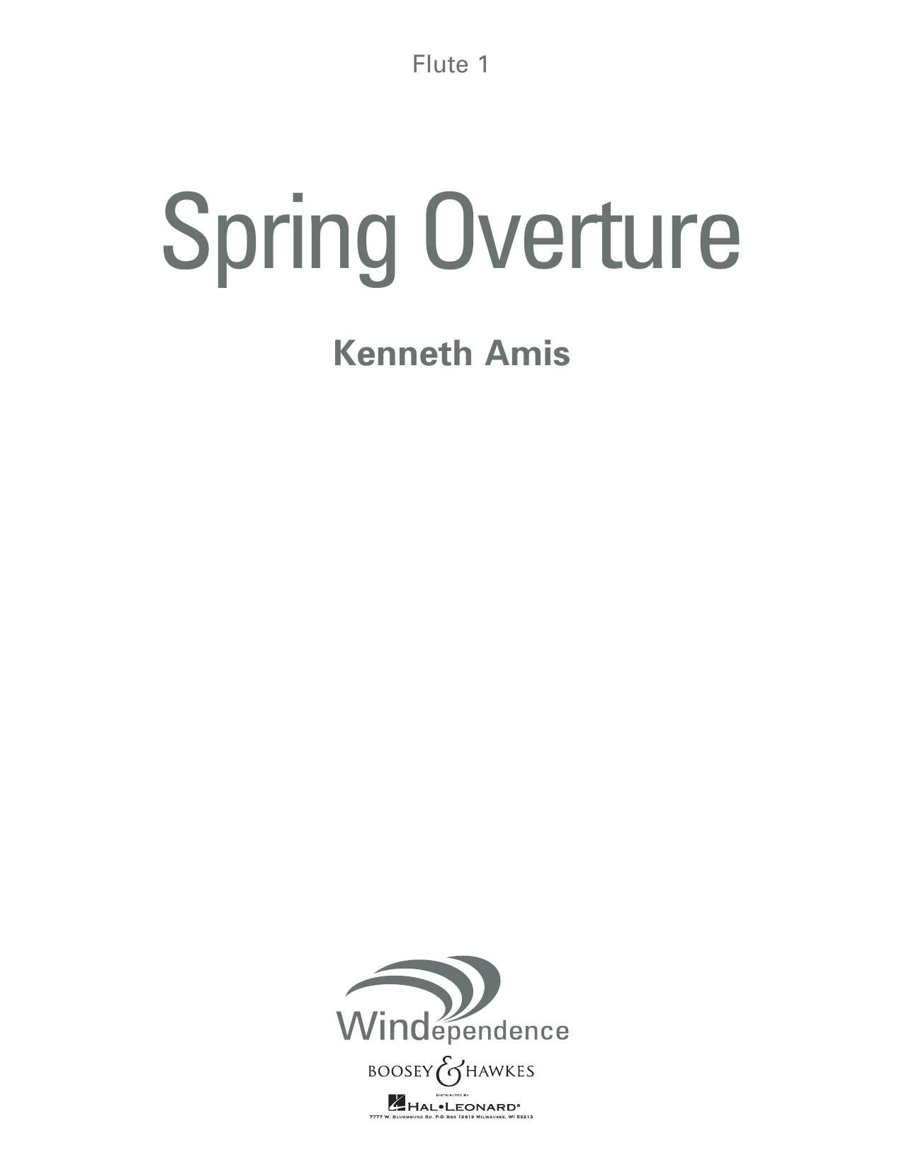 Kenneth Amis Spring Overture - Flute 1 sheet music preview music notes and score for Concert Band including 8 page(s)