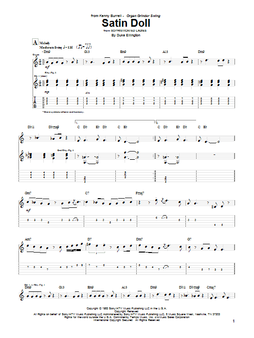 Learn to play Kenny Burrell Satin Doll sheet music for Guitar Tab in minutes. Kenny Burrell Satin Doll sheet music preview music notes and score for Guitar Tab including 4 page(s)