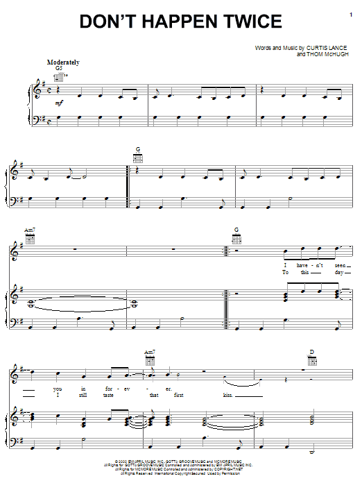 Learn to play Kenny Chesney Don't Happen Twice sheet music for Piano, Vocal & Guitar (Right-Hand Melody) in minutes. Kenny Chesney Don't Happen Twice sheet music preview music notes and score for Piano, Vocal & Guitar (Right-Hand Melody) including 8 page(s)