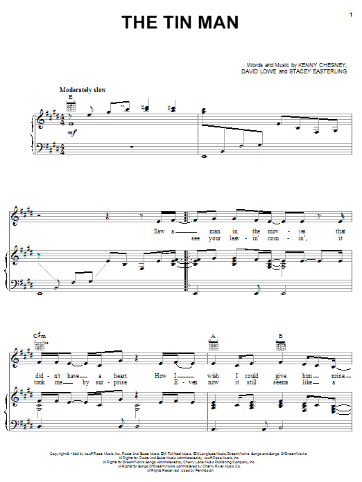 Learn to play Kenny Chesney The Tin Man sheet music for Piano, Vocal & Guitar (Right-Hand Melody) in minutes. Kenny Chesney The Tin Man sheet music notes and chords