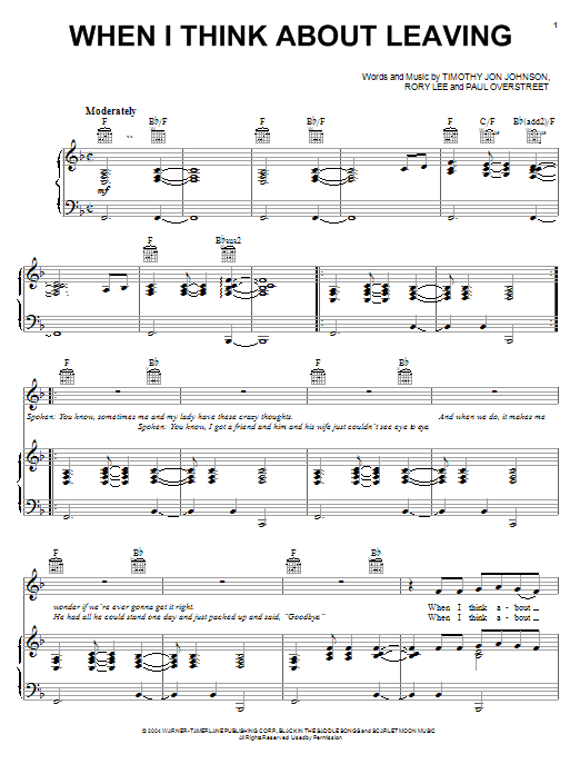Learn to play Kenny Chesney When I Think About Leaving sheet music for Piano, Vocal & Guitar (Right-Hand Melody) in minutes. Kenny Chesney When I Think About Leaving sheet music preview music notes and score for Piano, Vocal & Guitar (Right-Hand Melody) including 6 page(s)