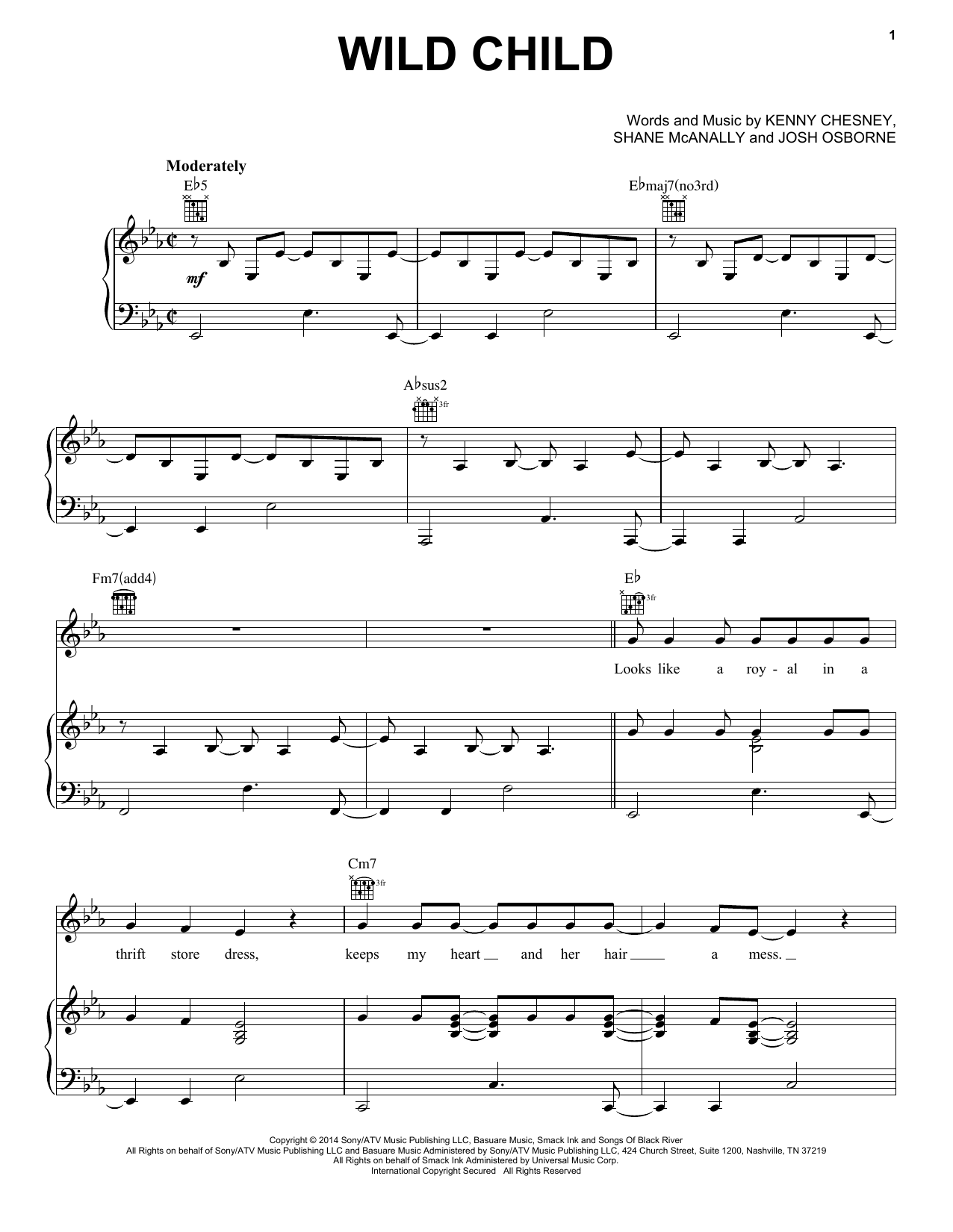 Learn to play Kenny Chesney with Grace Potter Wild Child sheet music for Piano, Vocal & Guitar (Right-Hand Melody) in minutes. Kenny Chesney with Grace Potter Wild Child sheet music preview music notes and score for Piano, Vocal & Guitar (Right-Hand Melody) including 6 page(s)