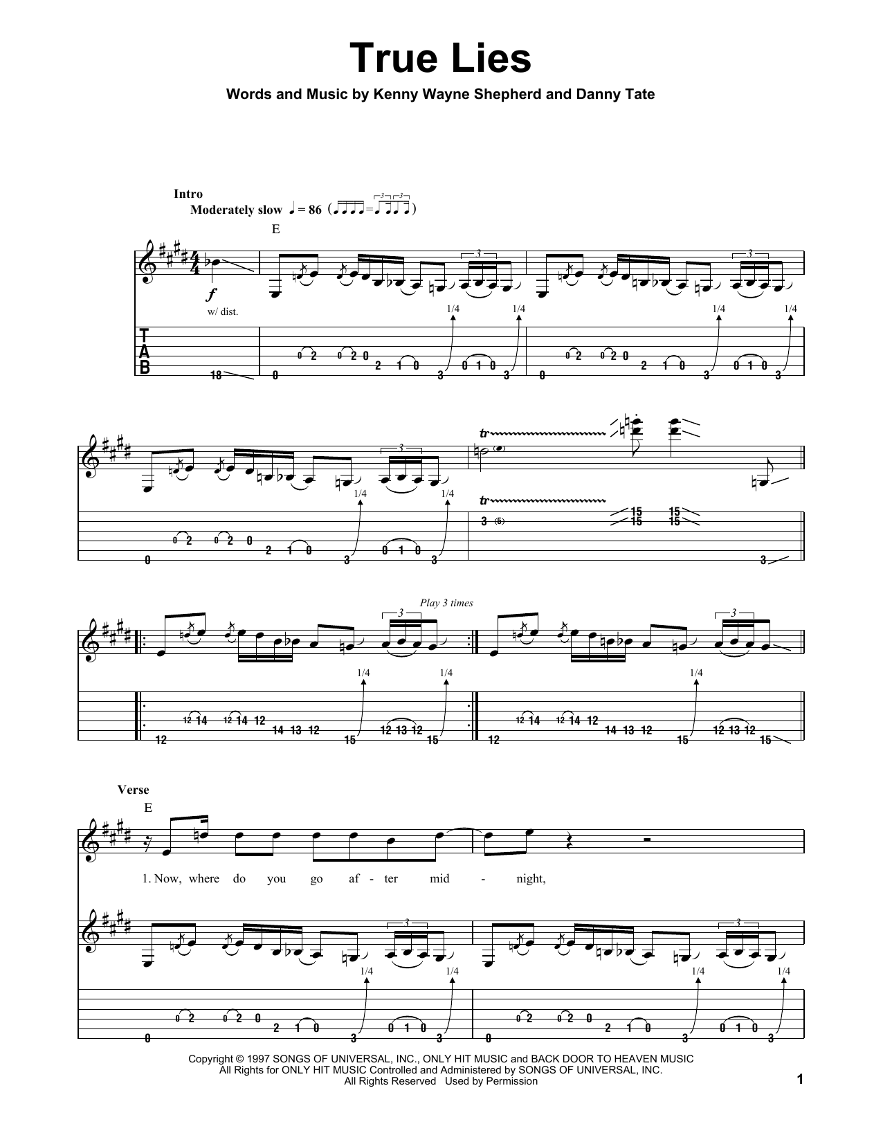 Learn to play Kenny Wayne Shepherd True Lies sheet music for Guitar Tab in minutes. Kenny Wayne Shepherd True Lies sheet music preview music notes and score for Guitar Tab including 13 page(s)