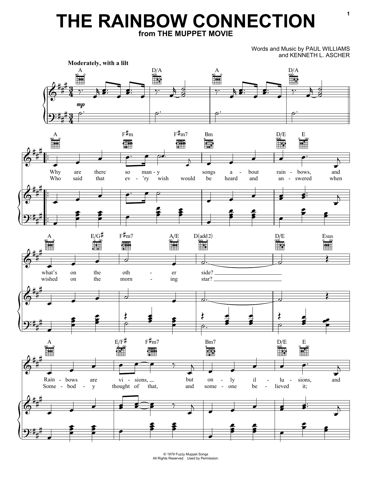 Download Kermit The Frog The Rainbow Connection sheet music notes and chords for Piano, Vocal & Guitar (Right-Hand Melody) - Download Printable PDF and start playing in minutes.