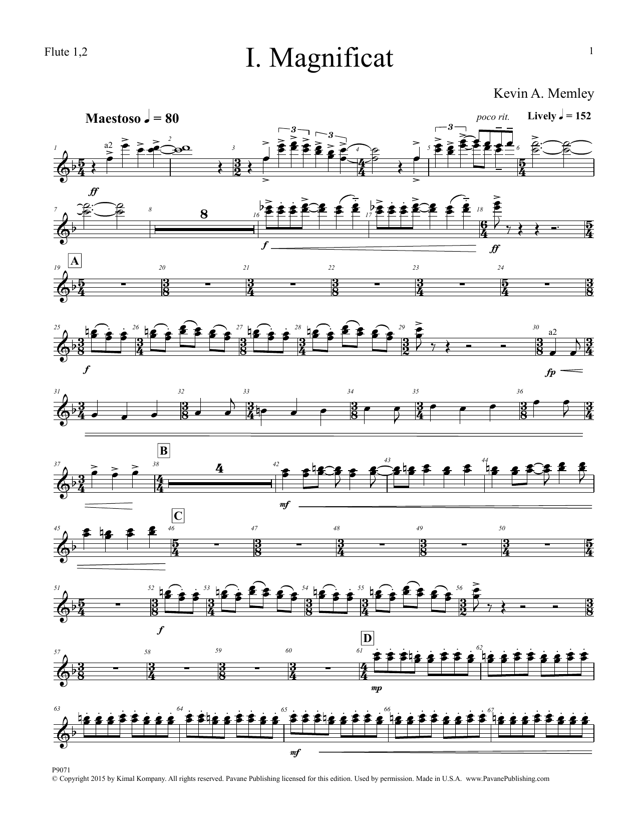 Learn to play Kevin A. Memley Magnificat - Flute 1,2 sheet music for Choir Instrumental Pak in minutes. Kevin A. Memley Magnificat - Flute 1,2 sheet music preview music notes and score for Choir Instrumental Pak including 6 page(s)