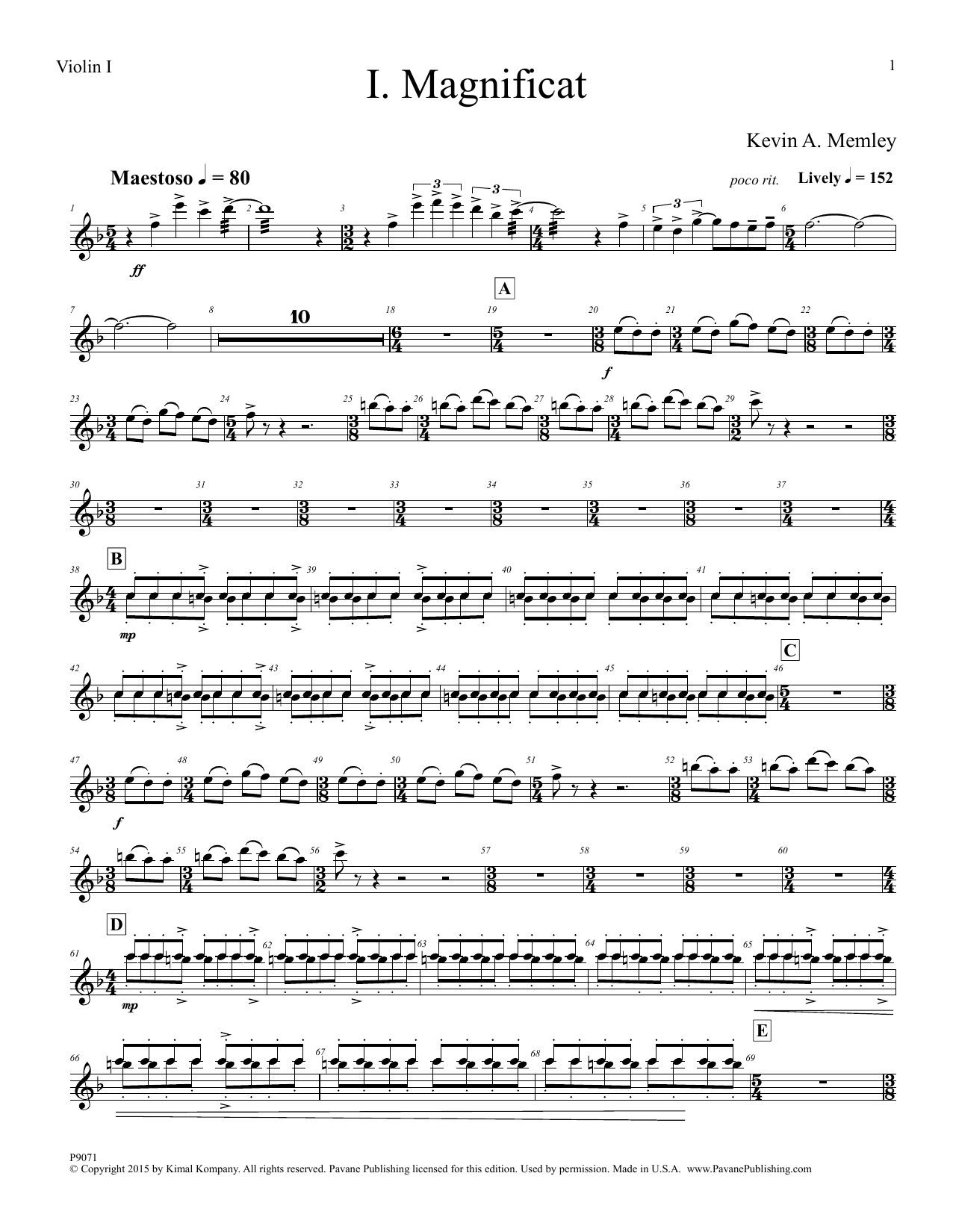 Learn to play Kevin A. Memley Magnificat - Violin 1, 2 sheet music for Choir Instrumental Pak in minutes. Kevin A. Memley Magnificat - Violin 1, 2 sheet music preview music notes and score for Choir Instrumental Pak including 6 page(s)