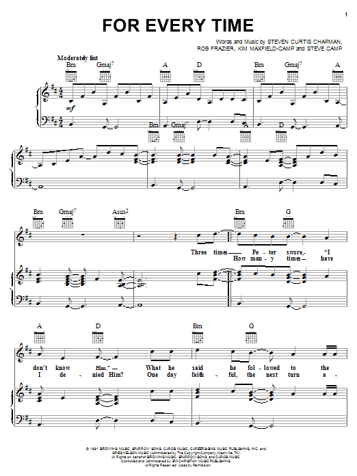 Learn to play Kim Maxfield-Camp For Every Time sheet music for Piano, Vocal & Guitar (Right-Hand Melody) in minutes. Kim Maxfield-Camp For Every Time sheet music notes and chords