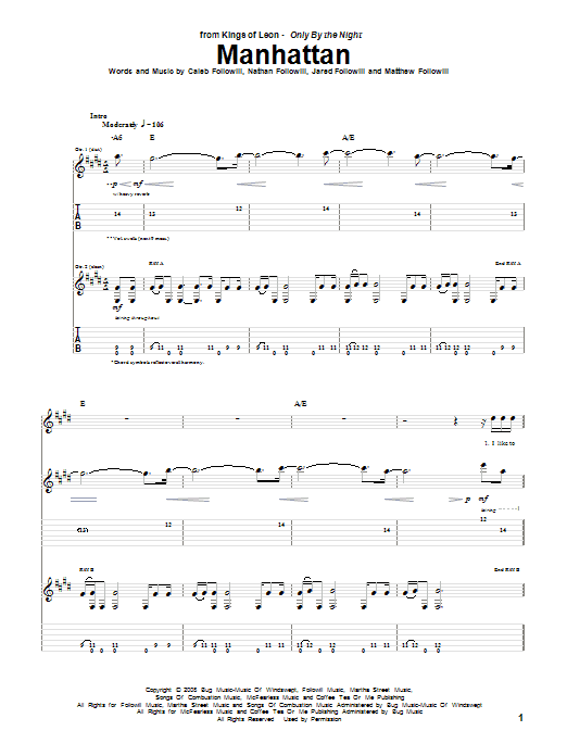 Learn to play Kings Of Leon Manhattan sheet music for Piano, Vocal & Guitar (Right-Hand Melody) in minutes. Kings Of Leon Manhattan sheet music preview music notes and score for Piano, Vocal & Guitar (Right-Hand Melody) including 6 page(s)