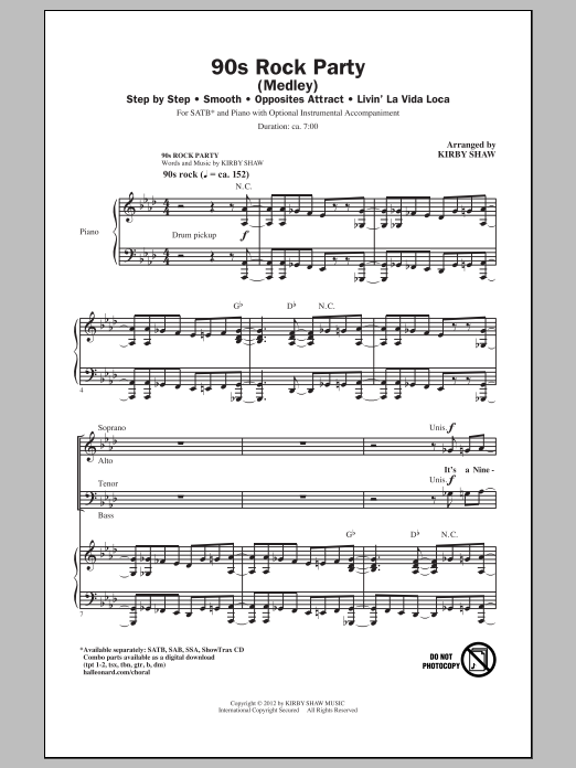 Learn to play Kirby Shaw 90's Rock Party (Medley) sheet music for SAB in minutes. Kirby Shaw 90's Rock Party (Medley) sheet music preview music notes and score for SAB including 29 page(s)