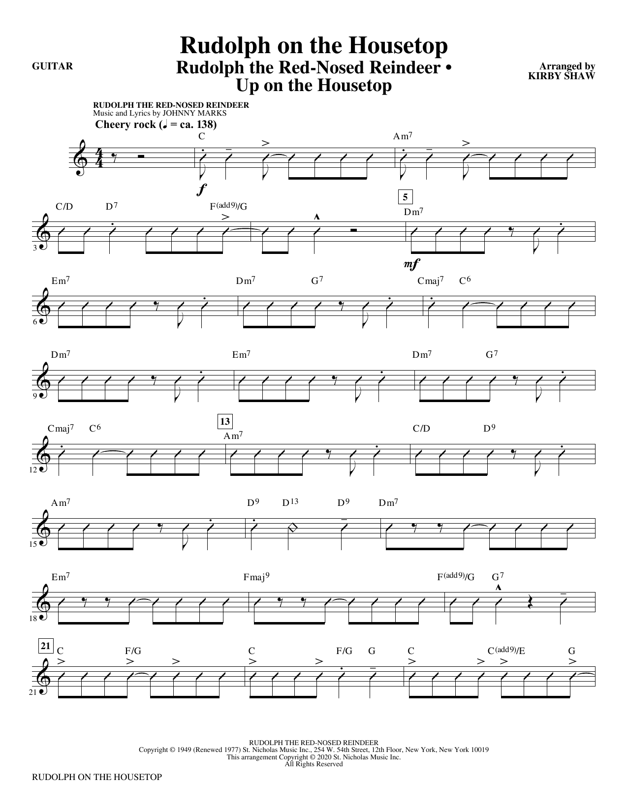 Learn to play Kirby Shaw Rudolph On The Housetop - Guitar sheet music for Choir Instrumental Pak in minutes. Kirby Shaw Rudolph On The Housetop - Guitar sheet music preview music notes and score for Choir Instrumental Pak including 3 page(s)
