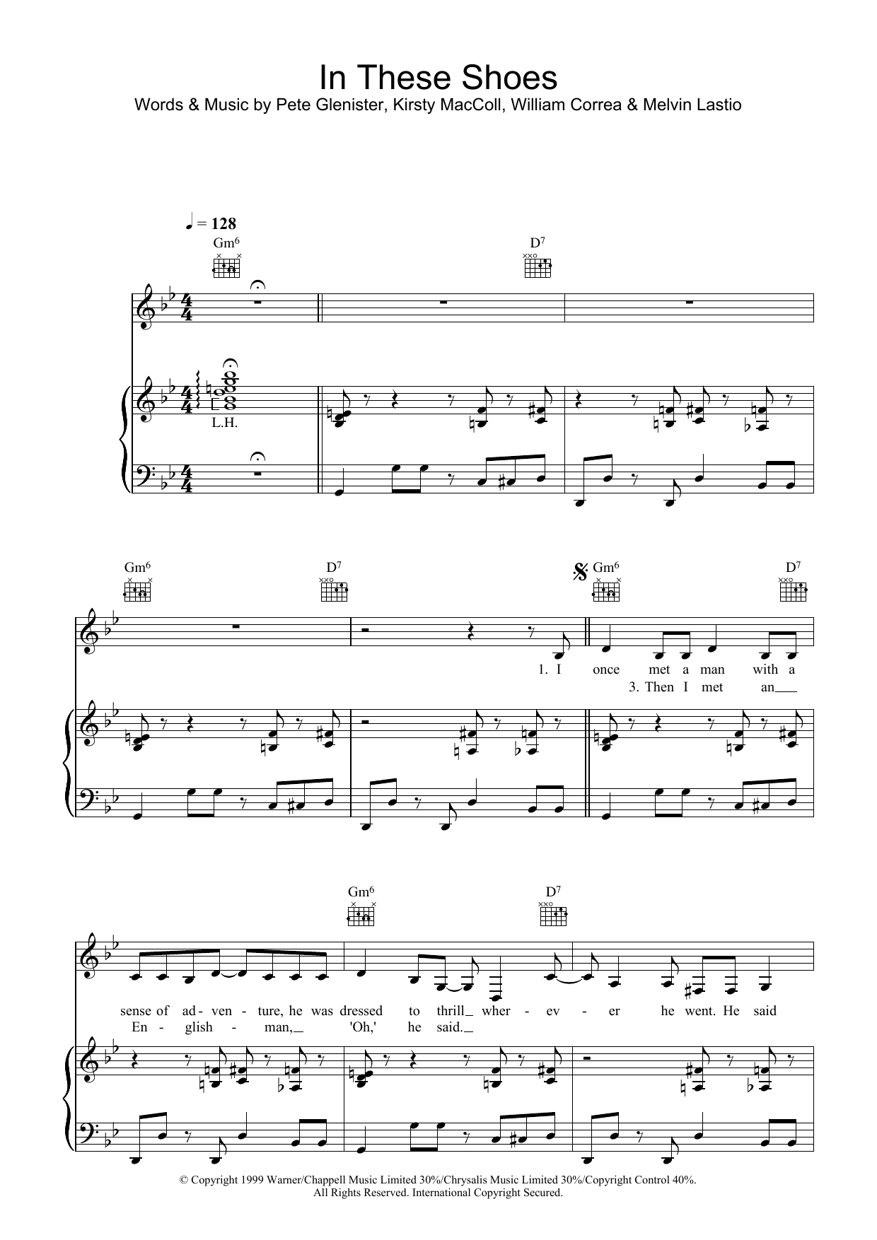 Learn to play Kirsty MacColl In These Shoes sheet music for Piano, Vocal & Guitar in minutes. Kirsty MacColl In These Shoes sheet music preview music notes and score for Piano, Vocal & Guitar including 7 page(s)