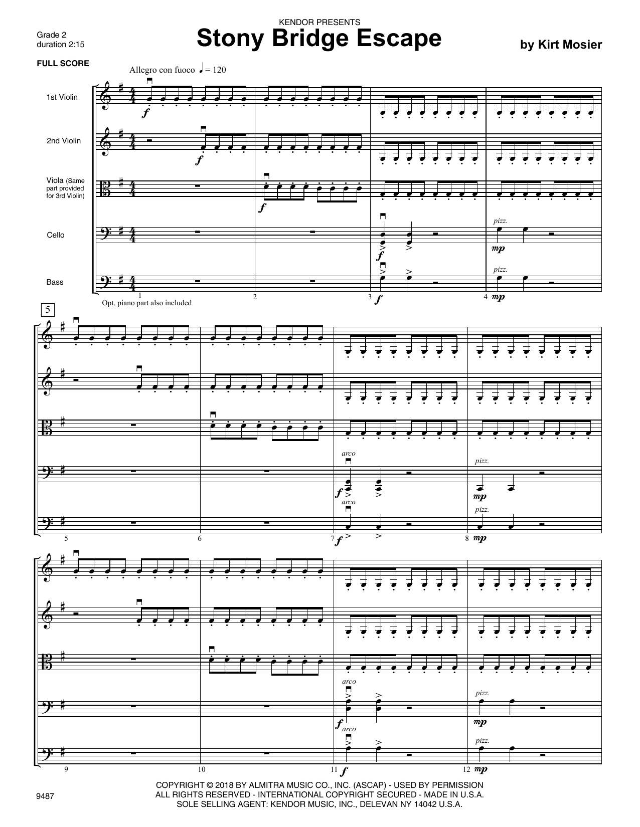 Kirt Mosier Stony Bridge Escape - Full Score sheet music preview music notes and score for Orchestra including 7 page(s)