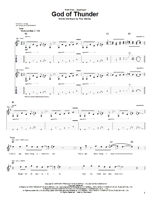 Learn to play KISS God Of Thunder sheet music for Bass Guitar Tab in minutes. KISS God Of Thunder sheet music preview music notes and score for Bass Guitar Tab including 4 page(s)