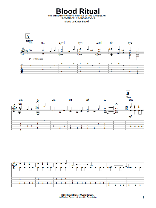 Learn to play Klaus Badelt Blood Ritual sheet music for Easy Guitar Tab in minutes. Klaus Badelt Blood Ritual sheet music preview music notes and score for Easy Guitar Tab including 5 page(s)