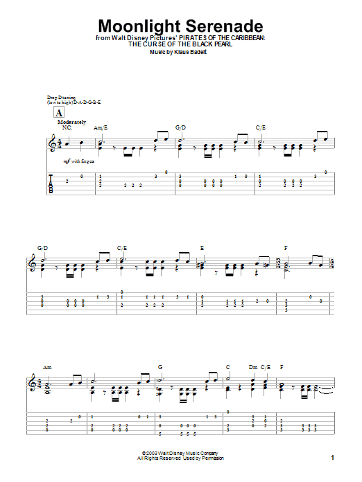 Learn to play Klaus Badelt Moonlight Serenade sheet music for Easy Guitar Tab in minutes. Klaus Badelt Moonlight Serenade sheet music preview music notes and score for Easy Guitar Tab including 4 page(s)