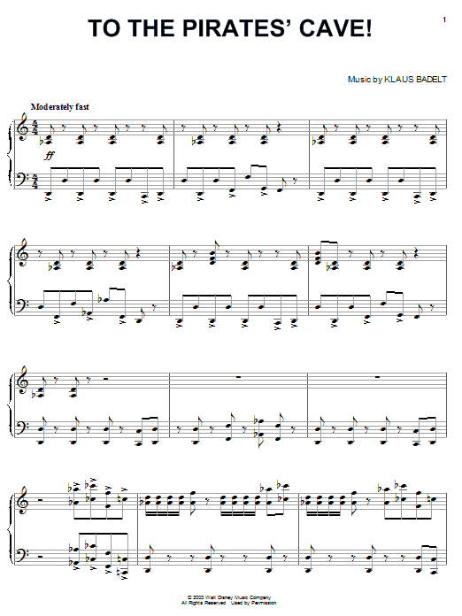 Learn to play Klaus Badelt To The Pirate's Cave! sheet music for Easy Piano in minutes. Klaus Badelt To The Pirate's Cave! sheet music preview music notes and score for Easy Piano including 6 page(s)
