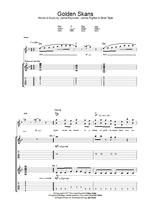 Learn to play Klaxons Golden Skans sheet music for Piano, Vocal & Guitar in minutes. Klaxons Golden Skans sheet music preview music notes and score for Piano, Vocal & Guitar including 6 page(s)