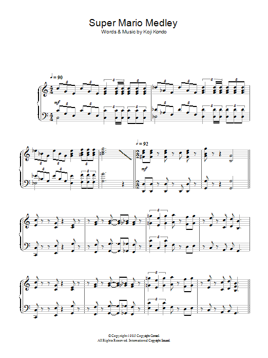 Learn to play Koji Kondo Super Mario Bros Theme sheet music for Piano in minutes. Koji Kondo Super Mario Bros Theme sheet music preview music notes and score for Piano including 9 page(s)