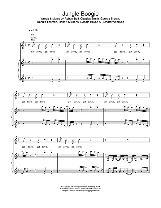 Learn to play Kool And The Gang Jungle Boogie (from Pulp Fiction) sheet music for Piano, Vocal & Guitar (Right-Hand Melody) in minutes. Kool And The Gang Jungle Boogie (from Pulp Fiction) sheet music notes and chords