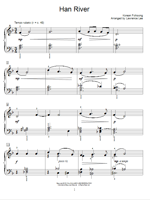 Learn to play Traditional Korean Folk Song Han River sheet music for Easy Piano in minutes. Traditional Korean Folk Song Han River sheet music preview music notes and score for Easy Piano including 4 page(s)