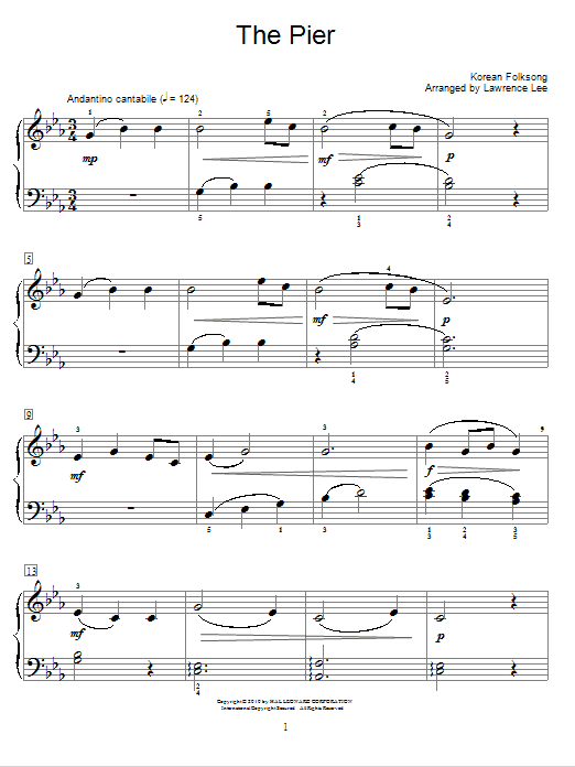 Learn to play Traditional Korean Folk Song The Pier sheet music for Easy Piano in minutes. Traditional Korean Folk Song The Pier sheet music preview music notes and score for Easy Piano including 2 page(s)