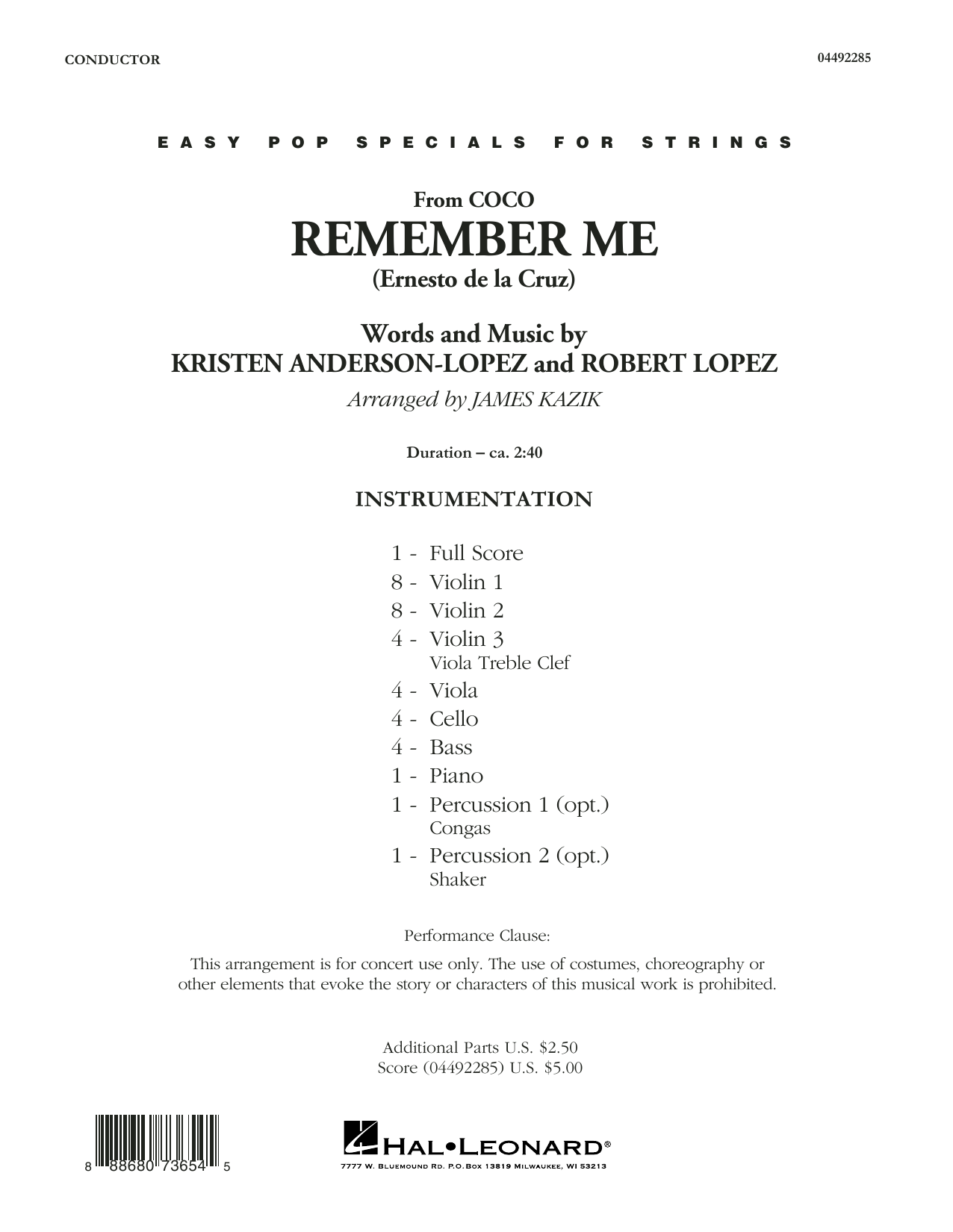 Learn to play Kristen Anderson-Lopez & Robert Lopez Remember Me (from Coco) (arr. James Kazik) - Conductor Score (Full Score) sheet music for Orchestra in minutes. Kristen Anderson-Lopez & Robert Lopez Remember Me (from Coco) (arr. James Kazik) - Conductor Score (Full Score) sheet music preview music notes and score for Orchestra including 6 page(s)