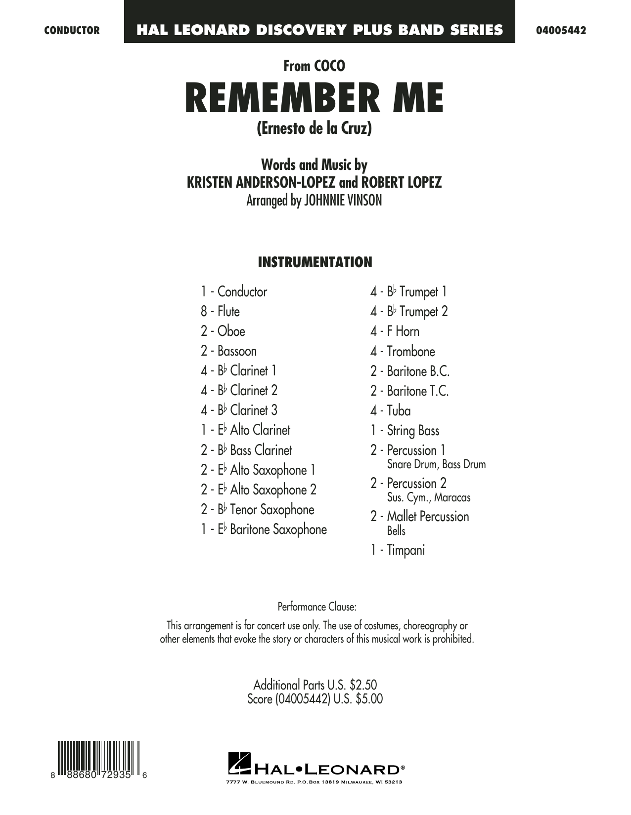 Learn to play Kristen Anderson-Lopez & Robert Lopez Remember Me (from Coco) (arr. Johnnie Vinson) - Conductor Score (Full Score) sheet music for Concert Band in minutes. Kristen Anderson-Lopez & Robert Lopez Remember Me (from Coco) (arr. Johnnie Vinson) - Conductor Score (Full Score) sheet music preview music notes and score for Concert Band including 11 page(s)