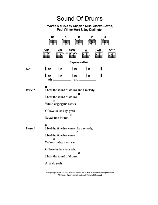 Learn to play Kula Shaker Sound Of Drums sheet music for Lyrics & Chords in minutes. Kula Shaker Sound Of Drums sheet music notes and chords