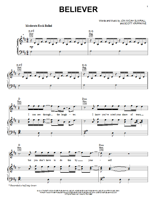 Learn to play Kutless Believer sheet music for Piano, Vocal & Guitar (Right-Hand Melody) in minutes. Kutless Believer sheet music notes and chords