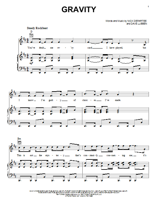 Learn to play Kutless Gravity sheet music for Piano, Vocal & Guitar (Right-Hand Melody) in minutes. Kutless Gravity sheet music notes and chords