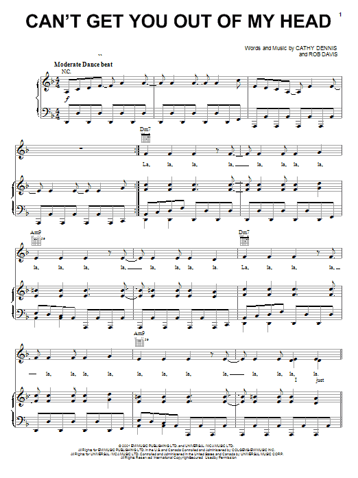 Learn to play Kylie Minogue Can't Get You Out Of My Head sheet music for Melody Line, Lyrics & Chords in minutes. Kylie Minogue Can't Get You Out Of My Head sheet music preview music notes and score for Melody Line, Lyrics & Chords including 2 page(s)